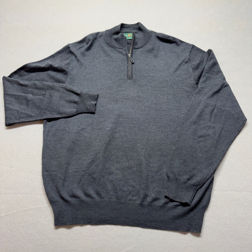 Alan Paine Mens Pure Wool Quarter Zip Sweater Gray UK 48 EUR 56 Mock Neck